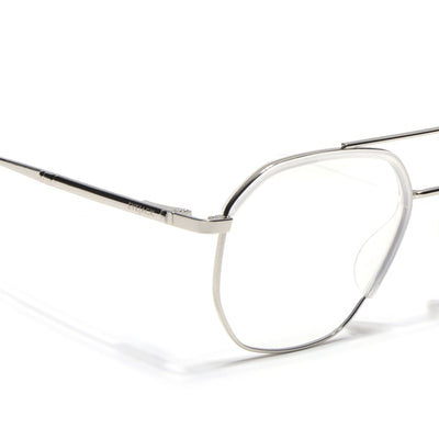 Eyejack Aura Silver & Transparent Wayfarer Eyeglasses for Men & Women (19001FCL1951-C6)