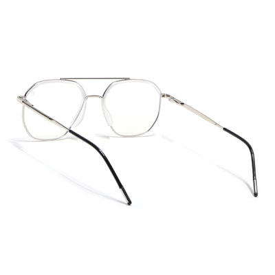 Eyejack Aura Silver & Transparent Wayfarer Eyeglasses for Men & Women (19001FCL1951-C6)