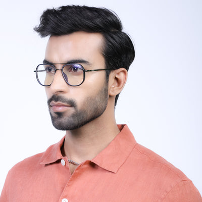 Eyejack Aura Grey & Black Wayfarer Eyeglasses for Men & Women (19003FCL1958-C1)