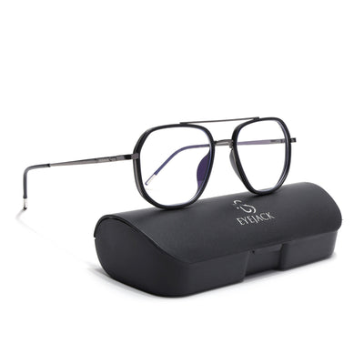 Eyejack Aura Grey & Black Wayfarer Eyeglasses for Men & Women (19003FCL1958-C1)