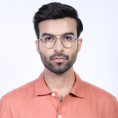 Eyejack Aura Light Grey & Silver Wayfarer Eyeglasses for Men & Women (19003FCL1960-C3)