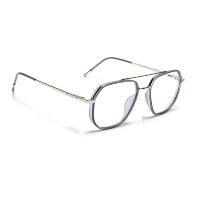 Eyejack Aura Light Grey & Silver Wayfarer Eyeglasses for Men & Women (19003FCL1960-C3)