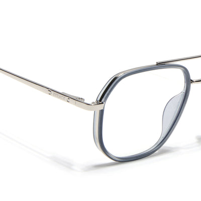 Eyejack Aura Light Grey & Silver Wayfarer Eyeglasses for Men & Women (19003FCL1960-C3)