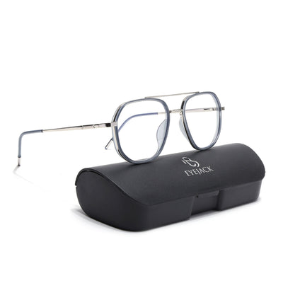 Eyejack Aura Light Grey & Silver Wayfarer Eyeglasses for Men & Women (19003FCL1960-C3)