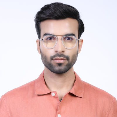 Eyejack Aura Silver & Transparent Wayfarer Eyeglasses for Men & Women (19003FCL1963-C6)