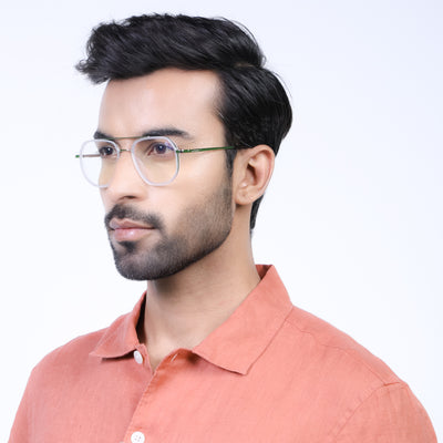 Eyejack Aura Silver & Transparent Wayfarer Eyeglasses for Men & Women (19003FCL1963-C6)