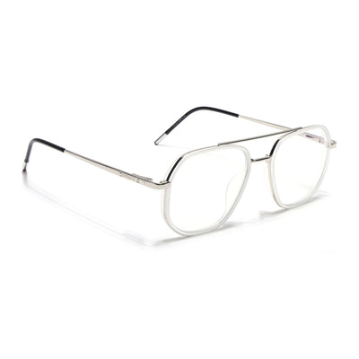Eyejack Aura Silver & Transparent Wayfarer Eyeglasses for Men & Women (19003FCL1963-C6)