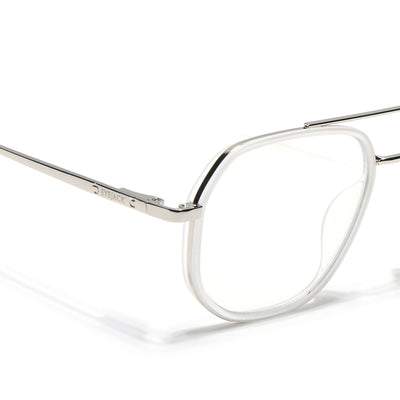 Eyejack Aura Silver & Transparent Wayfarer Eyeglasses for Men & Women (19003FCL1963-C6)