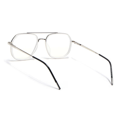 Eyejack Aura Silver & Transparent Wayfarer Eyeglasses for Men & Women (19003FCL1963-C6)