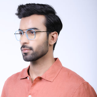 Eyejack Aura Sky Blue & Grey Wayfarer Eyeglasses for Men & Women (19004FCL1967-C4)