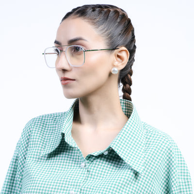 Eyejack Aura Silver & Transparent Wayfarer Eyeglasses for Men & Women (19004FCL1969-C6)