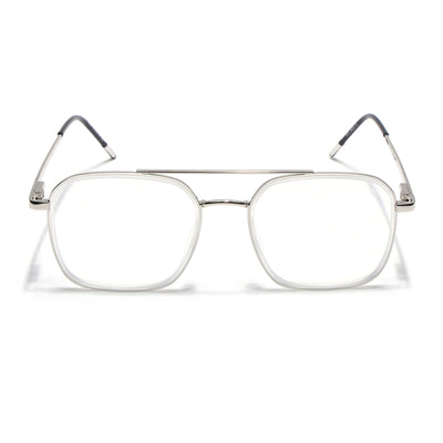 Eyejack Aura Silver & Transparent Wayfarer Eyeglasses for Men & Women (19004FCL1969-C6)