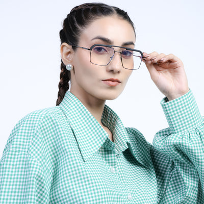 Eyejack Aura Grey & Black Wayfarer Eyeglasses for Men & Women (19005FCL1970-C1)