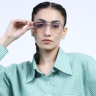 Eyejack Aura Grey & Silver Wayfarer Eyeglasses for Men & Women (19005FCL1971-C2)