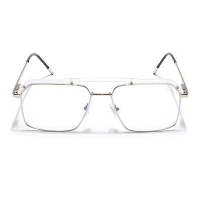 Eyejack Aura Silver & Transparent Wayfarer Eyeglasses for Men & Women (19005FCL1975-C6)