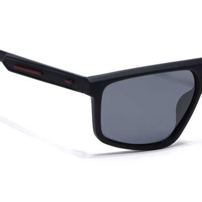 Eyejack Crossline Black Rectangle Polarized Sunglasses for Men & Women (1902PCL2056)