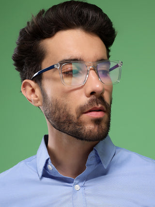 EyeJack Vortex Transparent Blue Square Eyeglasses for Men & Women (SL006CL27-C2)