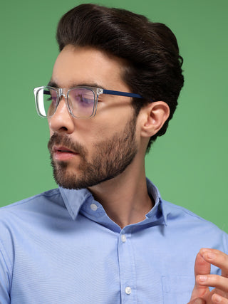 EyeJack Vortex Transparent Blue Square Eyeglasses for Men & Women (SL006CL27-C2)