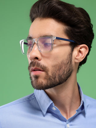 EyeJack Vortex Transparent Blue Square Eyeglasses for Men & Women (SL006CL27-C2)