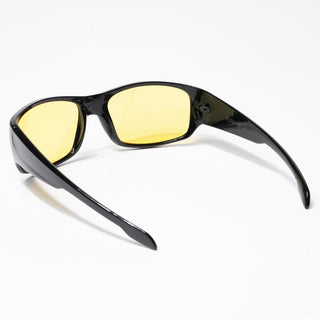 Eyejack Wrap Around Polarized Sunglasses for Men & Women (Yellow Lens | Shine Black Frame - 20212PCL540-C3)