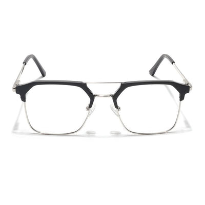 Eyejack Turbo Black & Silver Wayfarer Eyeglasses for Men & Women