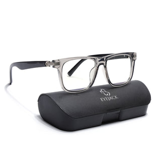 Eyejack Transparent Grey Square Eyeglasses for Men & Women (2258FCL2151-C2)