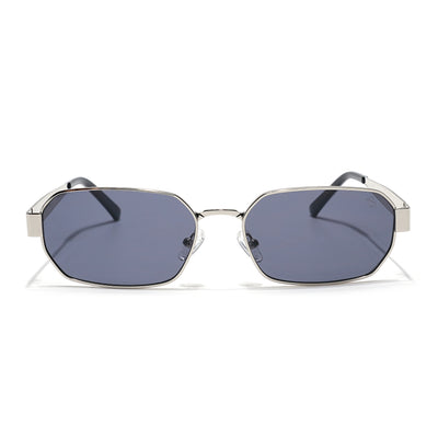 Alpha - Silver Rectangle Sunglasses I Blue Lens (2320CL2178)