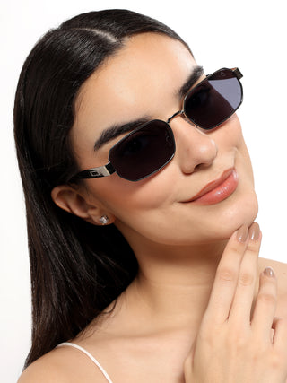 Alpha - Silver Rectangle Sunglasses I Blue Lens (2320CL2178)