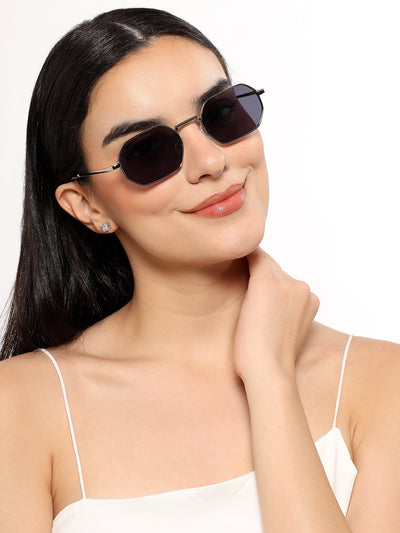 Auralis I Silver Hexagonal Sunglasses - (2321CL2183)