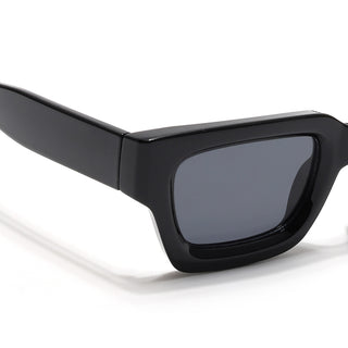 Eyejack Black Rectangle Sunglasses for Men & Women (2387CL966)