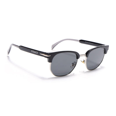Eyejack Black & Silver Hexagonal Sunglasses for Men & Women (2392CL1091)