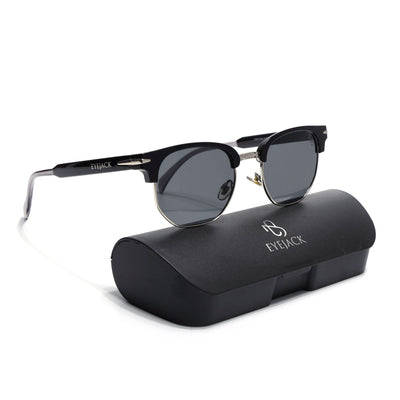 Eyejack Black & Silver Hexagonal Sunglasses for Men & Women (2392CL1091)