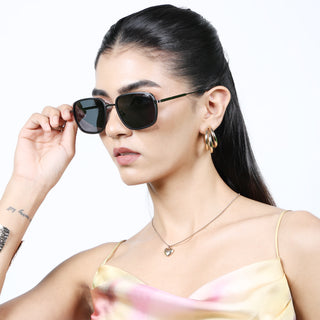 Eyejack Aura Black & Grey Square Polarized Sunglasses for Men & Women (2501PCL1461)