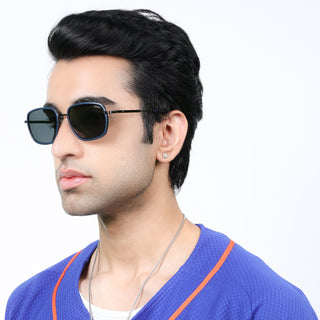 Eyejack Aura Blue & Grey Square Polarized Sunglasses for Men & Women (2501PCL1462)