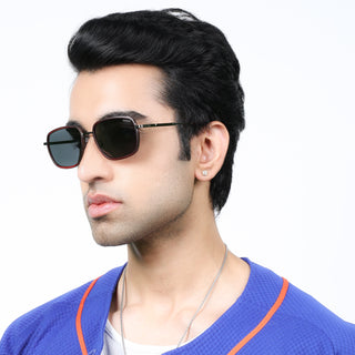 Eyejack Aura Red & Grey Square Polarized Sunglasses for Men & Women (2501PCL1463)