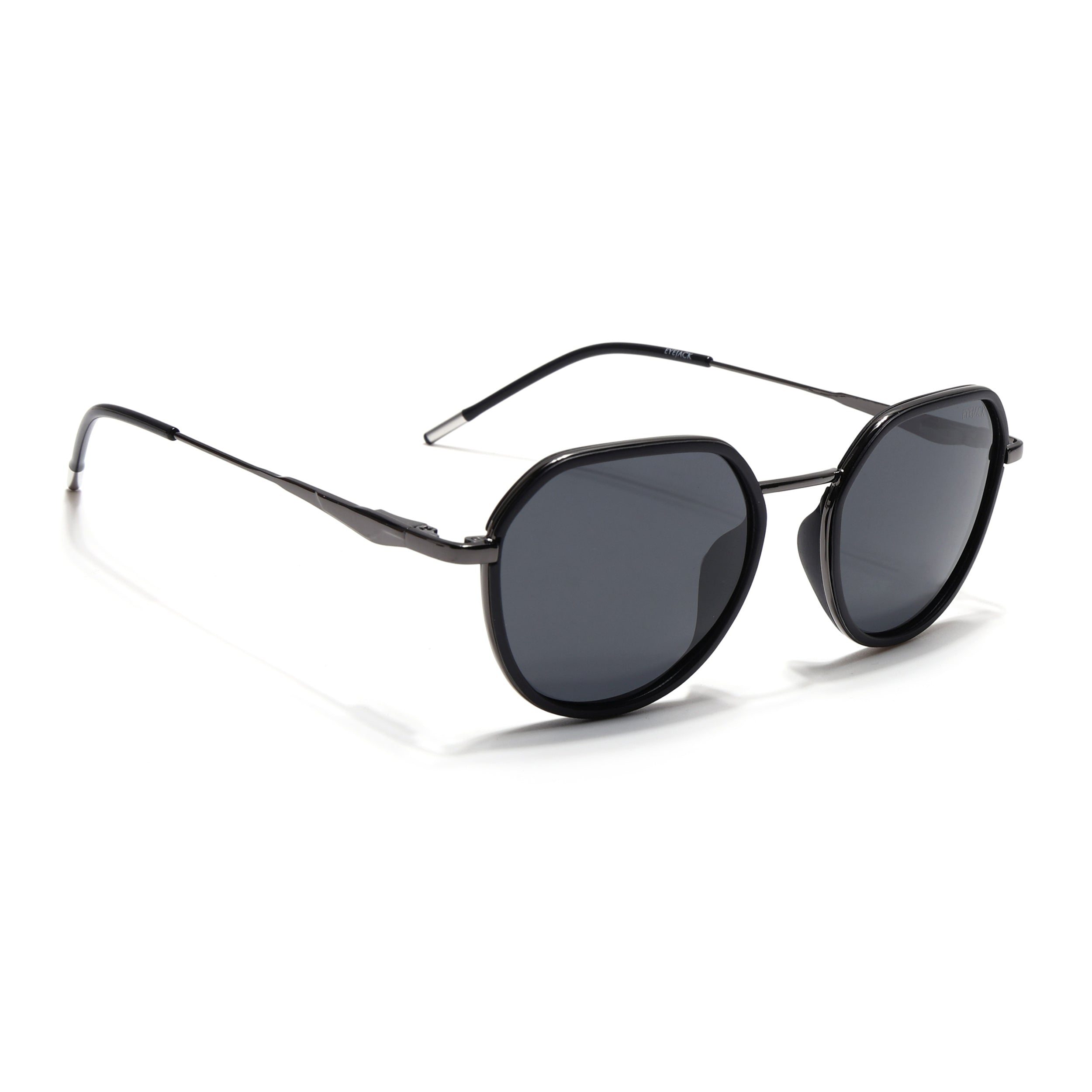 Eyejack Aura Black Grey Round Polarized Sunglasses for Men Women (2502PCL1470)