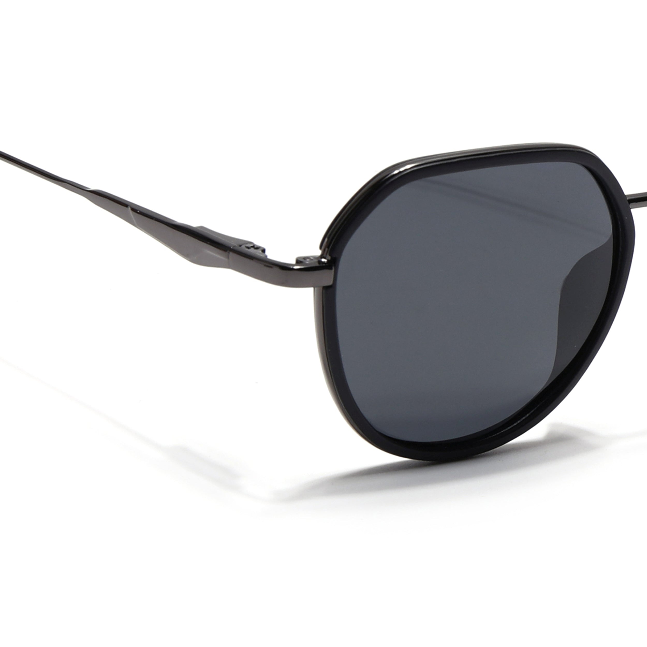 Eyejack Aura Black Grey Round Polarized Sunglasses for Men Women (2502PCL1470)