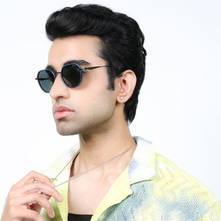 Eyejack Aura Blue & Grey Round Polarized Sunglasses for Men & Women (2502PCL1471)