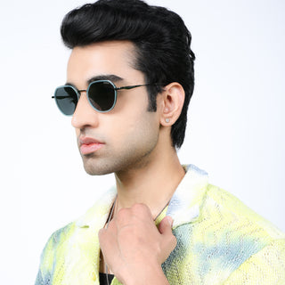 Eyejack Aura Sky Blue & Grey Round Polarized Sunglasses for Men & Women (2502PCL1473)