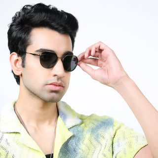 Eyejack Aura Olive & Grey Round Polarized Sunglasses for Men & Women (2502PCL1477)