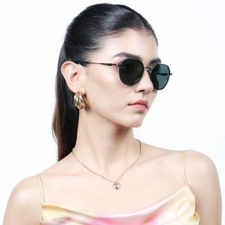 Eyejack Aura Olive & Grey Round Polarized Sunglasses for Men & Women (2502PCL1477)