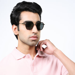 Eyejack Aura Red & Grey Hexagonal Polarized Sunglasses for Men & Women (2503PCL1481)