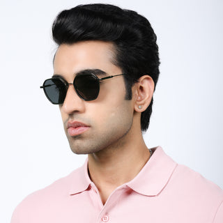 Eyejack Aura Green & Grey Hexagonal Polarized Sunglasses for Men & Women (2503PCL1484)