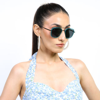 Eyejack Aura Sea Green & Grey Wayfarer Polarized Sunglasses for Men & Women (2504PCL1493)