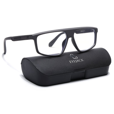 Eyejack Crossline Grey Rectangle Eyeglasses for Men & Women (2902FCL2088-C2)