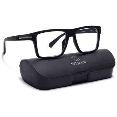 Eyejack Crossline Black Square Eyeglasses for Men & Women (2903FCL2093-C1)