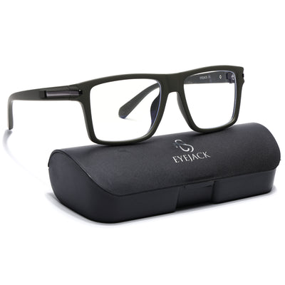 Eyejack Crossline Green Square Eyeglasses for Men & Women (2903FCL2097-C5)