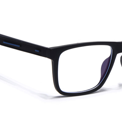 Eyejack Crossline Black Square Eyeglasses for Men & Women (2905FCL2105-C1)