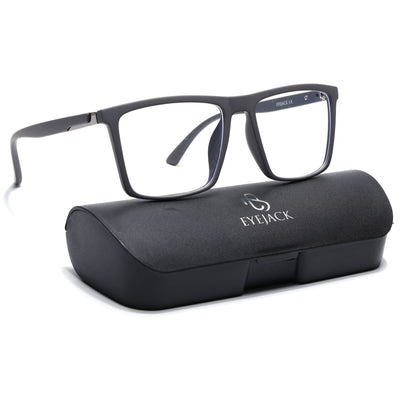 Eyejack Crossline Grey Square Eyeglasses for Men & Women (2906FCL2112-C2)
