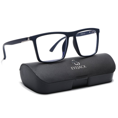 Eyejack Crossline Navy Blue Square Eyeglasses for Men & Women (2906FCL2113-C3)